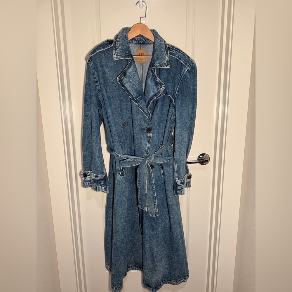 GAP - Longline Denim Trench Coat - XXL TALL, Light Blue - Picture 5 of 17